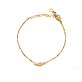 Pulsera dorada fina con eslabones y esferas pequeñas SP08010