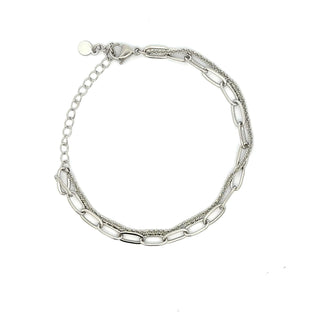 Pulso plateado doble con eslabones alargados SP0806