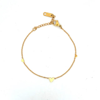 Pulsera dorada fina con detalles de tres corazones pequeños SP0809