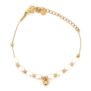 Pulsera con perlas intercaladas con bolitas doradas esféricas SP1404