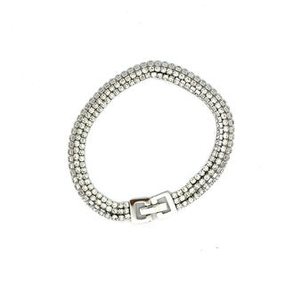 Pulsera plateada de tenis de tres hileras con piedras SP1403