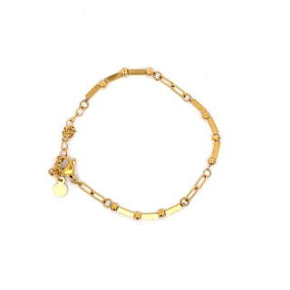 Pulsera con eslabones rectangulares tipo barra y esferas pequeñas SP1407