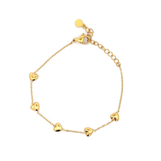 Pulsera de cadena fina con corazones dorados SP1408