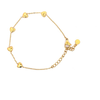 Pulsera de cadena fina con corazones dorados SP1408