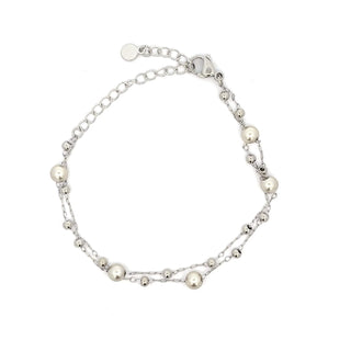 Pulsera plateada con combinacion de esferas grandes y pequeñas SP0905