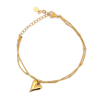 Pulsera dorada muy finita con un colgante de corazon SP0906