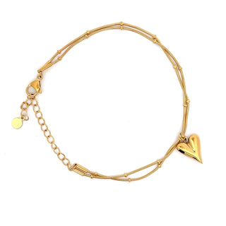 Pulsera dorada muy finita con un colgante de corazon SP0906