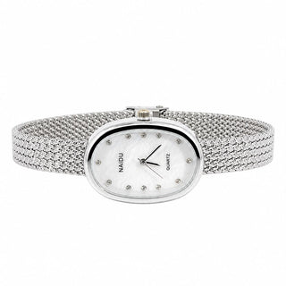 Reloj ovalado con zirconias  naidu plateado SB1603